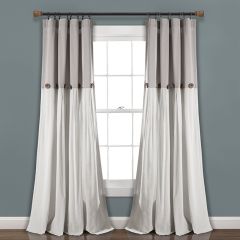 Button Linen Grey/White Curtain Panel