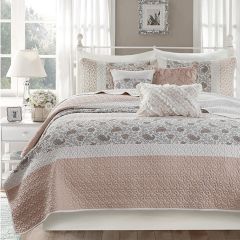 6-Piece Quilted Paisley Reversible Coverlet Set