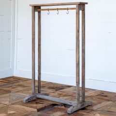 Wood Garment Rack with Metal Hooks