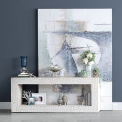 Textured Painted White Console Table