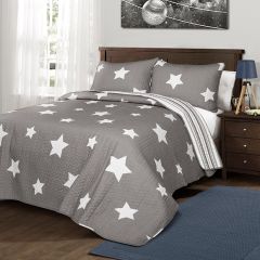 Grey Stars Quilt Set