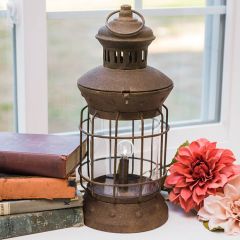 Rustic Metal With Glass Lantern