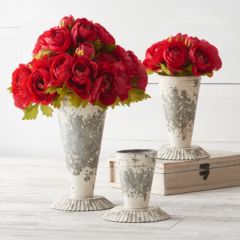 White Washed Metal Vase Riser Set of 3