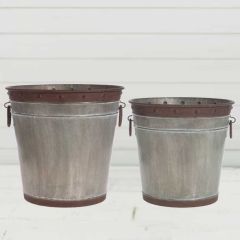 Two Tone Farm Bucket Set of 2