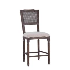 Cane Back Counter Stool With Cream Cushion Set of 2