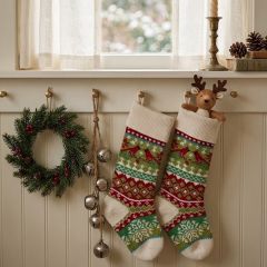 Cardinal Christmas Knit Stocking Set of 2