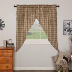 Casual Country Plaid Short Prairie Curtain Panel Set of 2