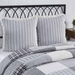 Casual Farmhouse Ruffled Stripe Euro Sham Set of 2