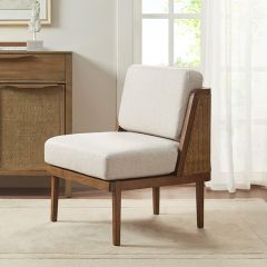 Casual Rattan Back Cushioned Accent Chair