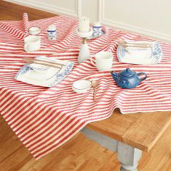Casual Red and White Stripe Table Throw