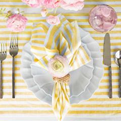 Casual Yellow and White Stripe Dinner Napkin Set of 4