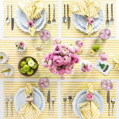 Casual Yellow and White Stripe Table Runner