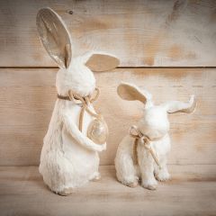 Rabbit Figure With Metallic Ears Sitting 10 Inch