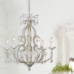6 Light Elegant Beaded Crystal Chandelier