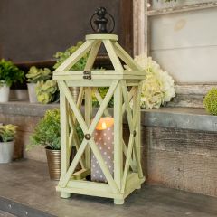 Chic Cottage Crossbar Candle Lantern Green