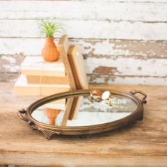 Round Mirrored Vanity Tray