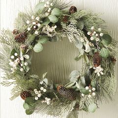 Cedar and Eucalyptus With Pinecones Wreath 24 Inch
