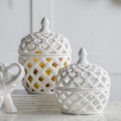 Ceramic Lattice Lidded Jar