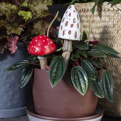 Ceramic Mushroom Plant Stake Set of 4