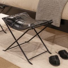 Foldable Leather And Metal Stool