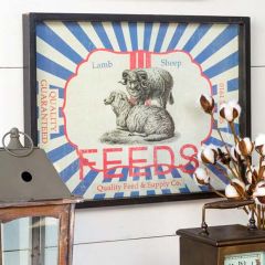 Framed Feed Sack Sheep Print