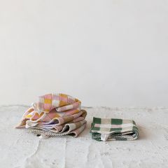 Check Plaid Pattern Cotton Knit Dish Towel Set of 4