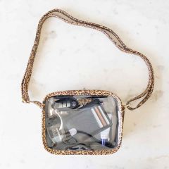 Cheetah Trim Clear Crossbody Purse