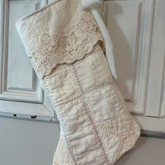 Chic Christmas Quilted White Stocking