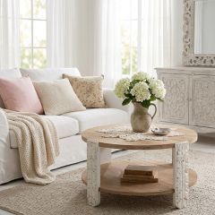 Chic Farmhouse 2 Tier Round Coffee Table