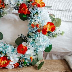Chic Hydrangea and Poppy Wreath