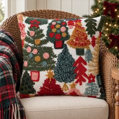 Christmas Tree Farm Embroidered Accent Pillow