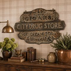 City Drug Store Embossed Metal Sign