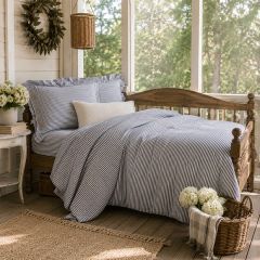 Classic Farmhouse Ticking Blue Stripe Duvet Cover