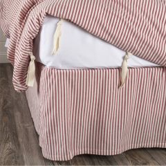 Classic Farmhouse Ticking Red Stripe Bed Skirt
