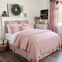 Classic Farmhouse Ticking Red Stripe Duvet Cover