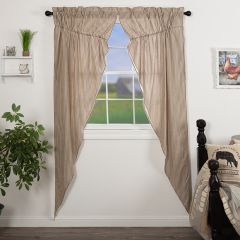 Classic Farmhouse Ticking Stripe Prairie Curtain Panel Set of 2