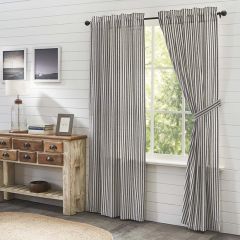 Classic Greys Ticking Stripe Curtain Panel Set of 2