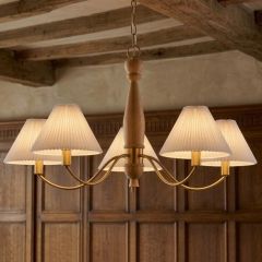 Classic Pleated Shade 5 Light Chandelier