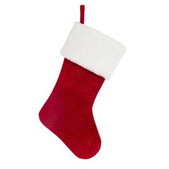 Classic Quilted Red Velvet Christmas Stocking