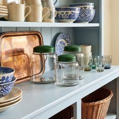 Clear Glass Storage Jar With Green Metal Lid Set of 3