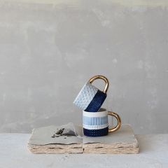 Coastal Classics Embossed Stoneware Mugs Set of 2