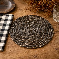 Coiled Jute Black and Tan Charger