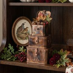 Copper Finish Decorative Metal Boxes Set of 3
