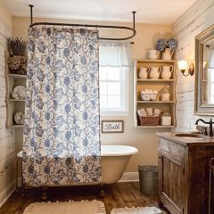 Country Chic Floral Pattern Shower Curtain