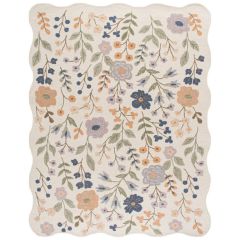 Country Cottage Scalloped Floral Area Rug
