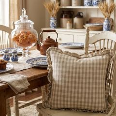 Country Cottage Tan Gingham Accent Pillow