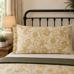 Country Gold Floral Pillow Case Set of 2