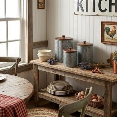 Country Hearth 3 Piece Lidded Galvanized Canister Set