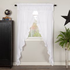 Country Manor Ruffled White Prairie Panel Curtain Set of 2