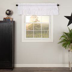 Country Manor Ruffled White Valance Curtain